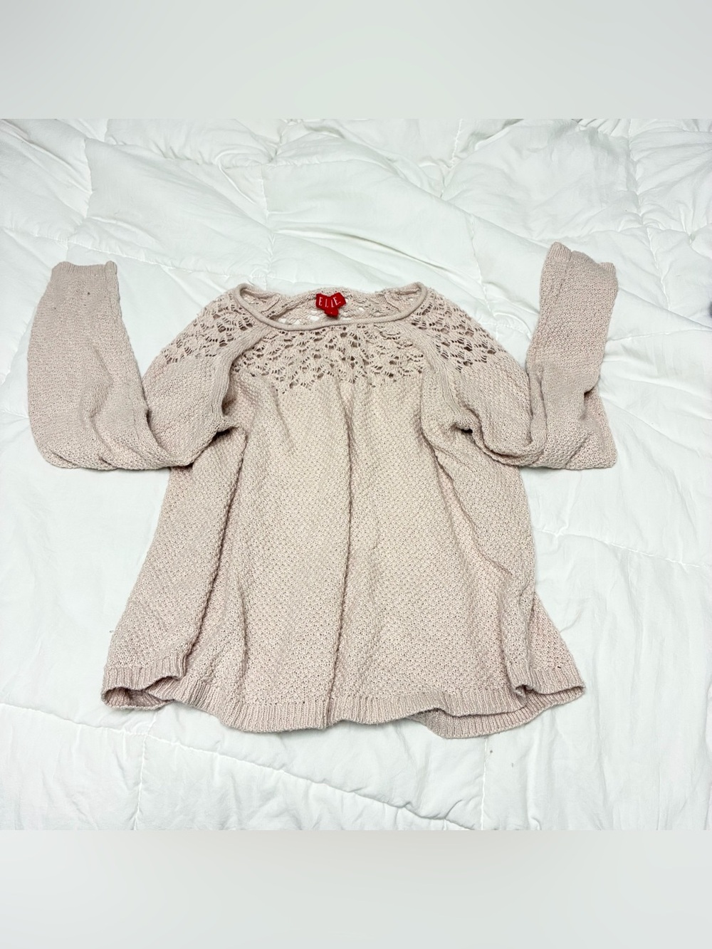 ELLE Blush Pink Knit Crewneck Sweater
